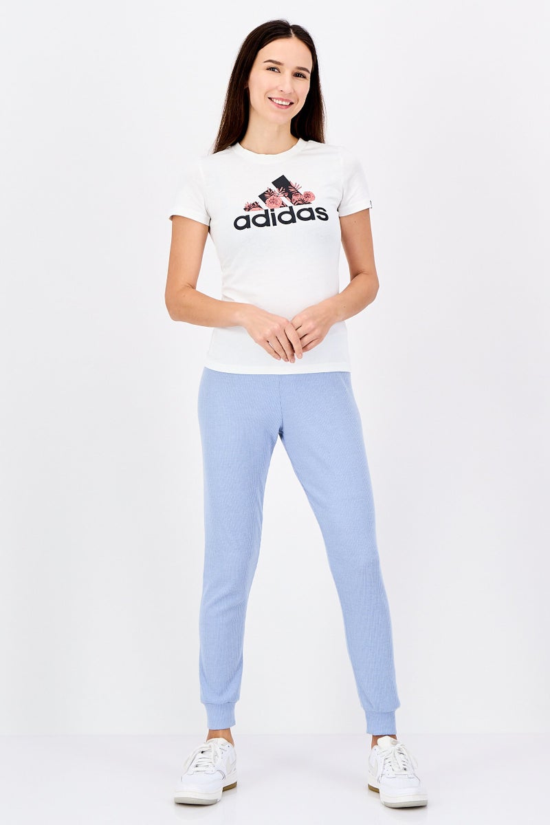 Adidas Women Sportswear Fit Short Sleeve Outdoor T-Shirt, White - Image 3